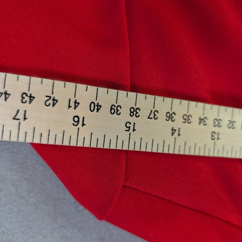 Vintage Red Collarless Blazer Cream Trim Button Front Career Jacket 0002305 - Picture 3 of 7